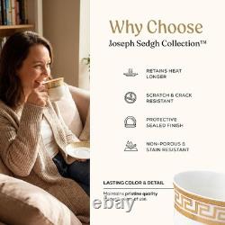 Elegant 57-Piece Bone China Dinnerware Set for 8 with Golden Greek Key Design