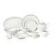 Elegant 57 Pieces Porcelain Dinnerware Set for 8 People Alyssa, Silver Border