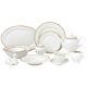 Elegant 57 Pieces Porcelain Dinnerware Set for 8 People Georgette, Gold Border