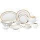 Elegant 57 Pieces Porcelain Dinnerware Set for 8 People Josephine, Gold Border