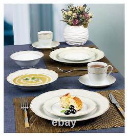 Elegant 57 Pieces Porcelain Dinnerware Set for 8 People Tova, Wavy