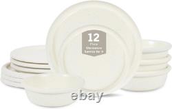 Elegant Capri 12-Piece White Stoneware Dinnerware Set for Stylish Dining