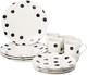 Elegant Deco Dot 12-Piece White Dinnerware Set for Stylish Dining