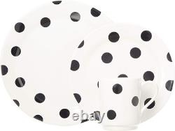 Elegant Deco Dot 12-Piece White Dinnerware Set for Stylish Dining