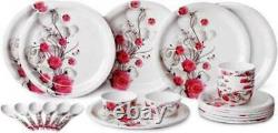 Elegant Dinnerware- Double Coating Melamine Lightweight, Pink Rose- White DGAG