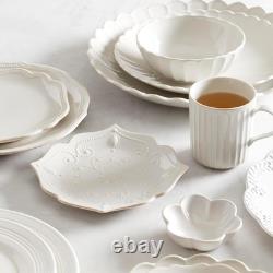 Elegant French Perle 12-Piece White Dinnerware Set with Accent Plates