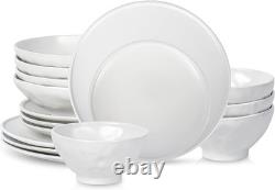 Elegant NENDO 16-Piece White Stoneware Dinnerware Set by Mercer Project
