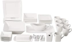 Elegant Nova Square 40-Piece Dinnerware Set in Cream White