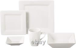 Elegant Nova Square 40-Piece Dinnerware Set in Cream White