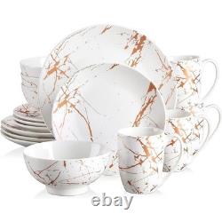 Elegant Porcelain Dinnerware Set Gold Splash Design Stackable Chic Dining Home Elegant Porcelain Dinnerware Set Gold Splash Design Stackable Chic Dining Home