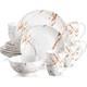 Elegant Porcelain Dinnerware Set Gold Splash Design Stackable Chic Dining Home