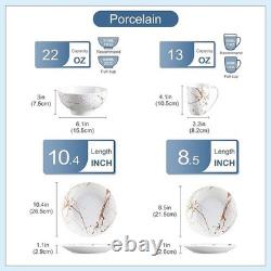 Elegant Porcelain Dinnerware Set Gold Splash Design Stackable Chic Dining Home
