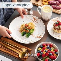 Elegant Porcelain Dinnerware Set Gold Splash Design Stackable Chic Dining Home