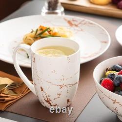 Elegant Porcelain Dinnerware Set Gold Splash Design Stackable Chic Dining Home