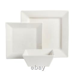Elegant Square Fine Ceramic Dinnerware Set Dinner & Dessert Plates Bowls 12Piece