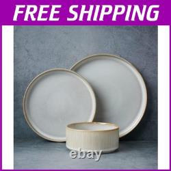 Elegant Star Design Dinner Set, 12 Pieces Cappuccino White