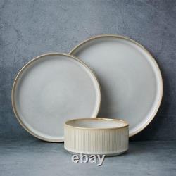 Elegant Star Design Dinner Set, 12 Pieces Cappuccino White