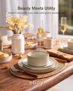 Elegant Star Design Dinner Set, 12 Pieces Cappuccino White