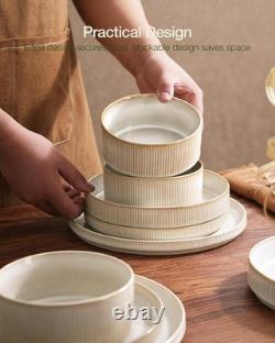 Elegant Star Design Dinner Set, 12 Pieces Cappuccino White