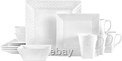 Elegant Trellis White 16-Piece Dinnerware Set for 4 Perfect for Any Occasion