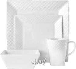 Elegant Trellis White 16-Piece Dinnerware Set for 4 Perfect for Any Occasion