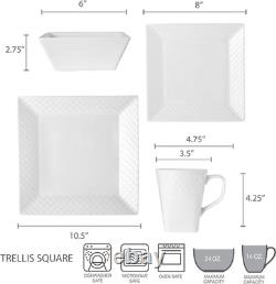 Elegant Trellis White 16-Piece Dinnerware Set for 4 Perfect for Any Occasion