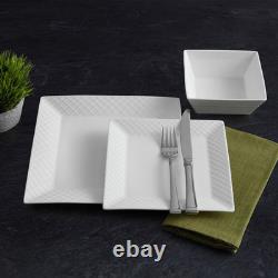 Elegant Trellis White 16-Piece Dinnerware Set for 4 Perfect for Any Occasion