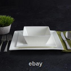 Elegant Trellis White 16-Piece Dinnerware Set for 4 Perfect for Any Occasion