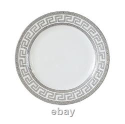 Elegant Venetian Design 49 pcs Silver Greek Key Dinner Set, Service for 8-White