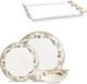 Elegant Vintage Floral Bone China Dinnerware Set for 4 with Tray