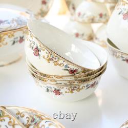 Elegant Vintage Floral Bone China Dinnerware Set for 4 with Tray
