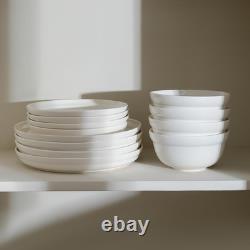 Elegant Virtuo 12-Piece White Porcelain Dinnerware Set for Stylish Dining