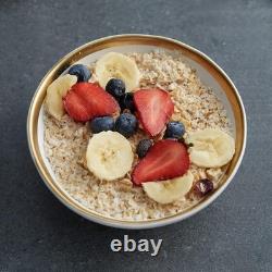 Elegant White Plates and Bowls Set, Modern Gold Rim Design