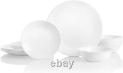 Elegant Winter Frost White 18-Piece Dinnerware Set Microwave & Dishwasher Safe
