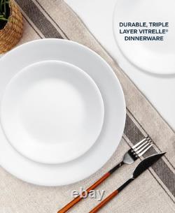 Elegant Winter Frost White 18-Piece Dinnerware Set Microwave & Dishwasher Safe