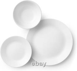 Elegant Winter Frost White 18-Piece Dinnerware Set Microwave & Dishwasher Safe