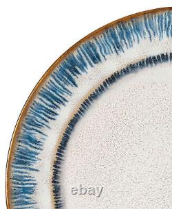 Elegant and Modern Stoneware Dinnerware Set for Parties Blue Swirl, 16 Piece