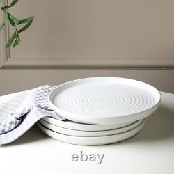 Elica 12-Piece Modern Dinnerware Set Stoneware, Plates and Bowl Sets for 4, Whit
