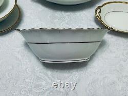 Elite Works Limoges Dinnerware Set 49 pc Antique Gold Ruffled Band Service for 7