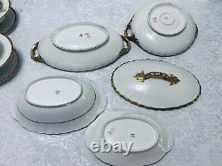 Elite Works Limoges Dinnerware Set 49 pc Antique Gold Ruffled Band Service for 7