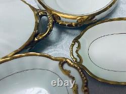 Elite Works Limoges Dinnerware Set 49 pc Antique Gold Ruffled Band Service for 7