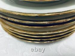 Elite Works Limoges Dinnerware Set 49 pc Antique Gold Ruffled Band Service for 7