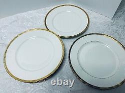 Elite Works Limoges Dinnerware Set 49 pc Antique Gold Ruffled Band Service for 7