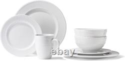 Elle Décor Maeve Round Dinnerware Set 16-Piece Porcelain Dinner Set with 4 Dinne