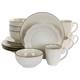 Embossed Scalloped Stoneware Dinnerware Dish Set, 16 Piece, Ivory