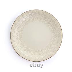 Embossed Scalloped Stoneware Dinnerware Dish Set, 16 Piece, Ivory