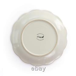 Embossed Scalloped Stoneware Dinnerware Dish Set, 16 Piece, Ivory