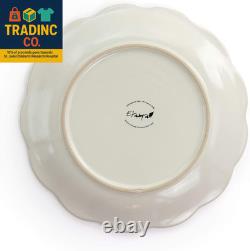 Embossed Scalloped Stoneware Dinnerware Dish Set, 16 Piece, Ivory