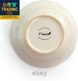 Embossed Scalloped Stoneware Dinnerware Dish Set, 16 Piece, Ivory