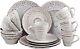 Embossed Stonewar Dinnerware Dish Set, Gift 16 Piece MICROWAVE SAFE Hand Craft